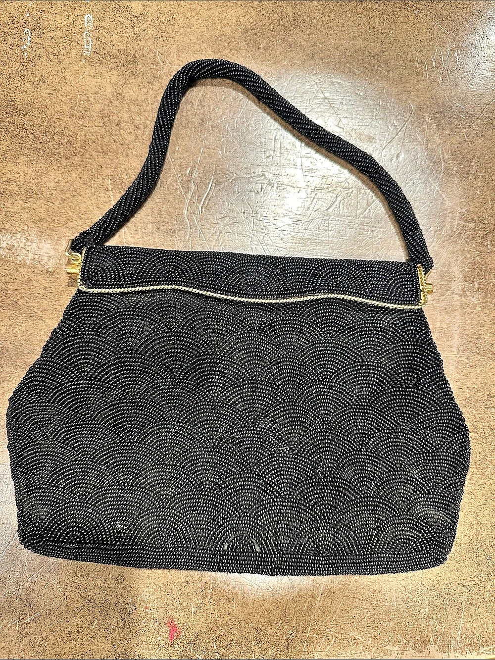 Vintage Beaded Clutch in Black